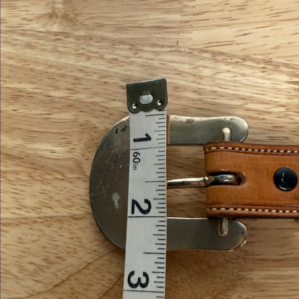 Western tooled Leather Belt with Silver Buckle - Picture 7 of 16